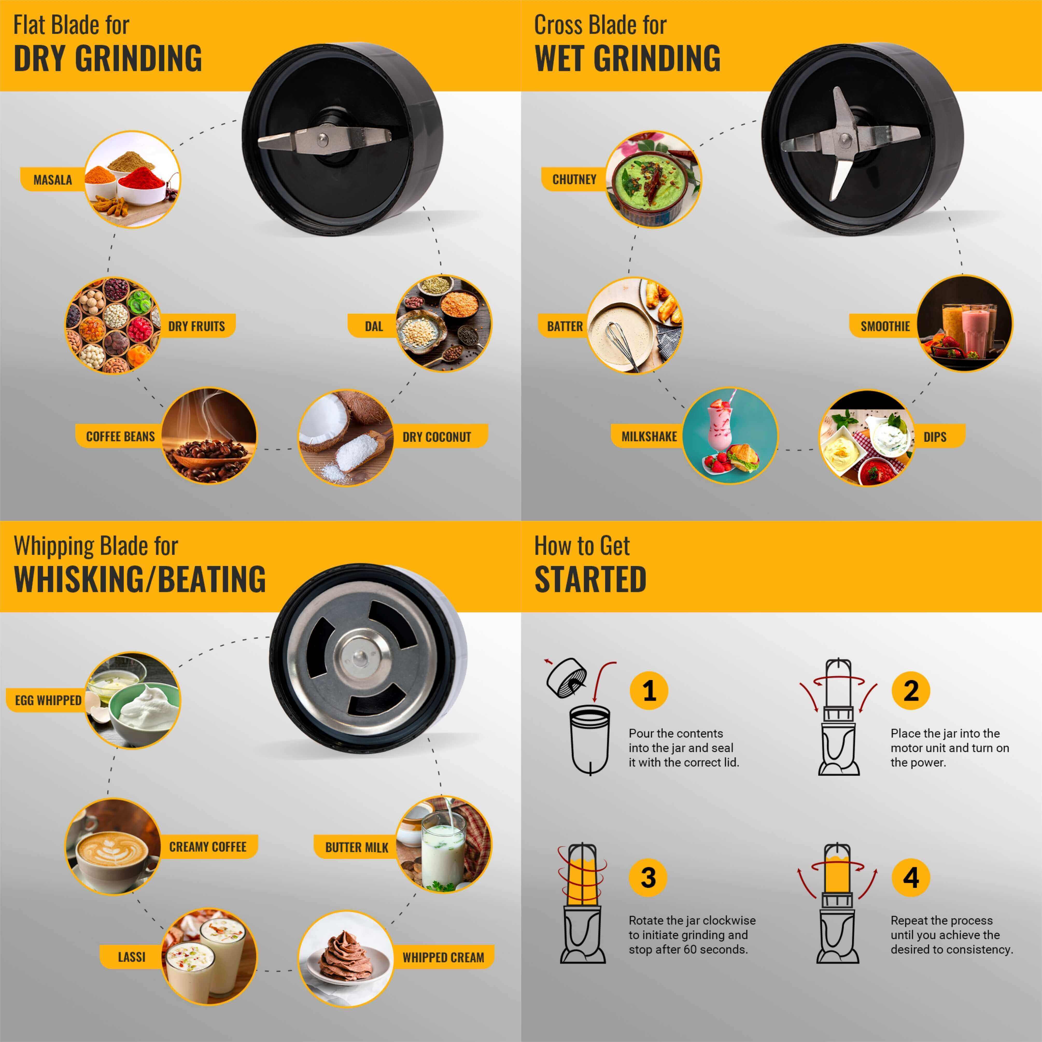 Kitchen Galaxy Bullet Mixer Grinder -  5 Jar Mixer model with 5 Blades |Matte Series