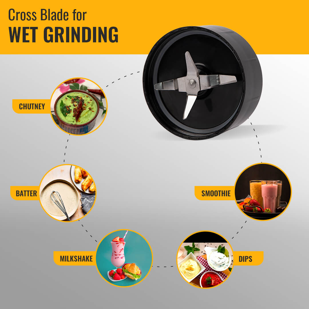 Kitchen Galaxy Bullet Mixer Grinder - 3 Jar Model + Chopper Jar + Juicer Jar |Matte Series