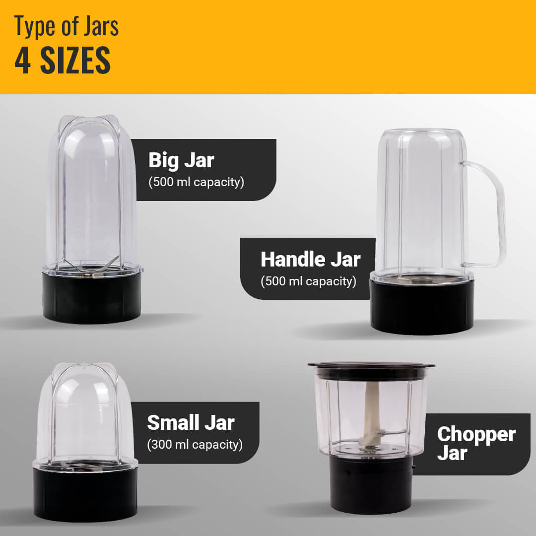 Kitchen Galaxy Bullet Mixer Grinder - 3 Jar Model + Chopper Jar |Glossy Series