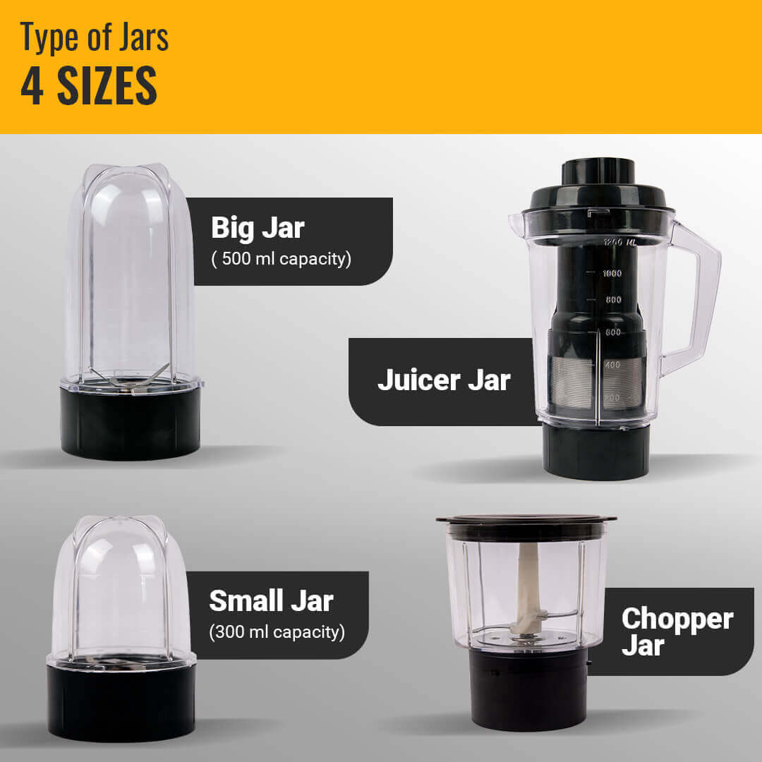 Kitchen Galaxy Bullet Mixer Grinder - 2 Jar Model + Chopper Jar + Juicer Jar |Printed Series