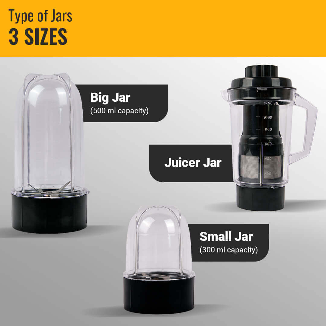Kitchen Galaxy Bullet Mixer Grinder - 2 Jar Model + Juicer Jar | Glossy Series