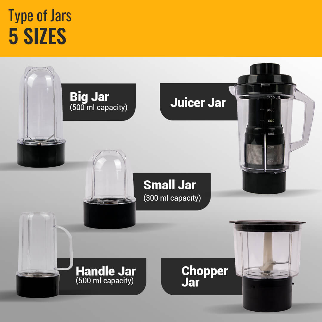 Kitchen Galaxy Bullet Mixer Grinder - 3 Jar Model + Chopper Jar + Juicer Jar |Matte Series