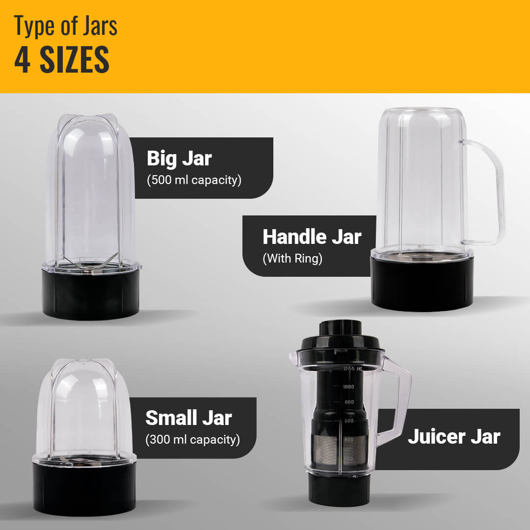Kitchen Galaxy Bullet Mixer Grinder - 3 Jar Model + Juicer Jar |Glossy Series